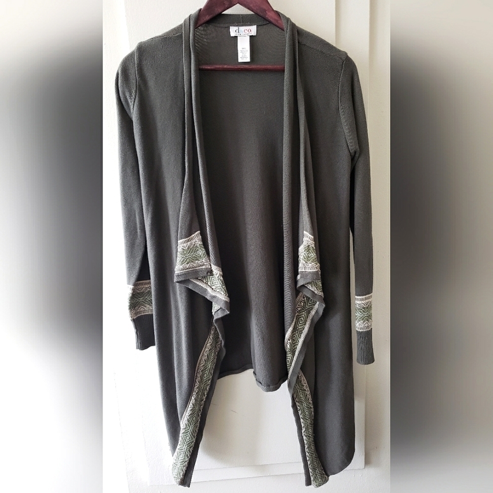3/$20 Denim&Co Olive Green Cream Cardigan Sweaters